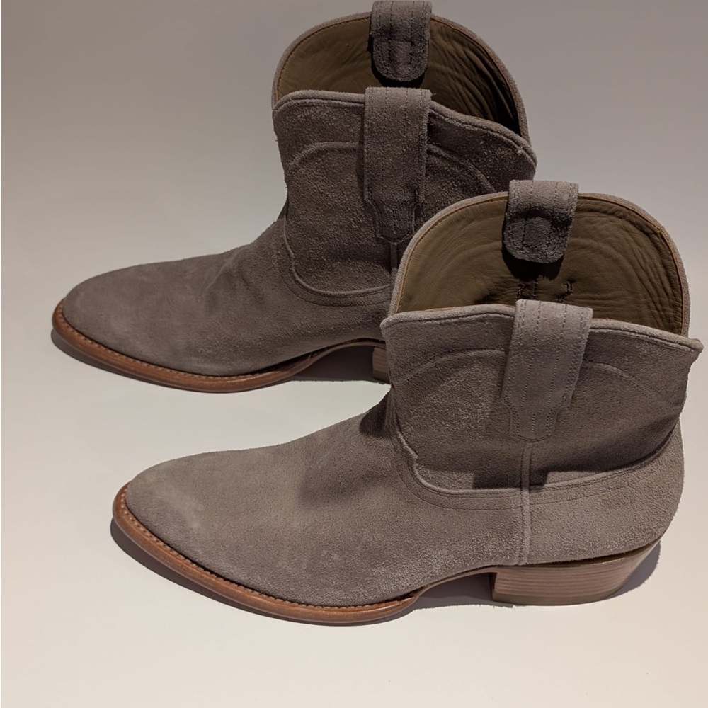 Tecovas Gray-Taupe Suede Short Western Booties